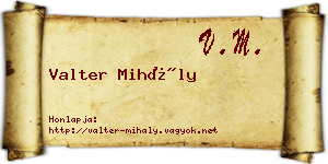Valter Mihály névjegykártya
